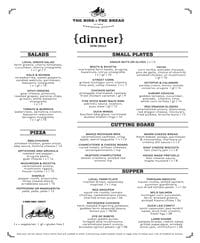 The Bird and The Bread Menu Cover